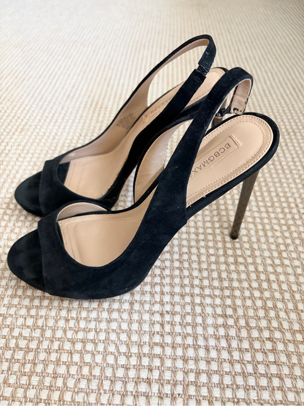 BCBGMaxAzria Black Open-Toe Slingback Heels